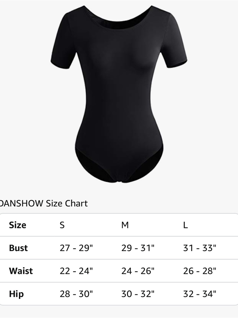 Danshow Women's Short Sleeve Leotard Black Size small